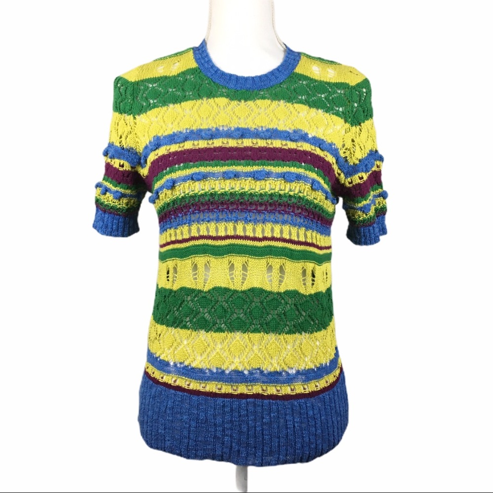 Zara Knit NWT Open Knit Stripe Weave Top